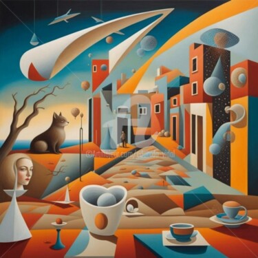 Arte digitale intitolato "coffee shops coffee…" da Eduardo Vidal, Opera d'arte originale, Pittura digitale