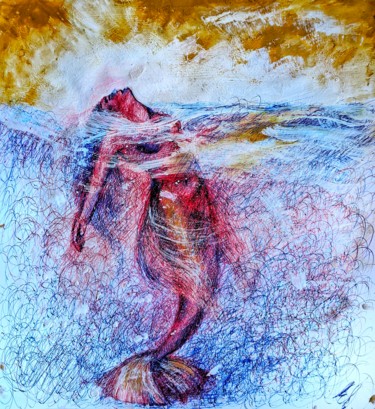 제목이 "🔴 Sirena 🔵"인 그림 Eduardo Scivoletto로, 원작, 볼펜