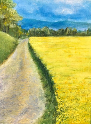 Painting titled "Rapsfeld" by Daniel Rohrbach, Original Artwork, Pastel