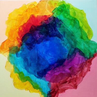 Malerei mit dem Titel "Rainbow ball! Abstr…" von Eriola Tafaj, Original-Kunstwerk, Acryl