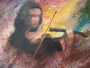 "Le violoniste" başlıklı Tablo Edwige Figura tarafından, Orijinal sanat, Akrilik Ahşap Sedye çerçevesi üzerine monte edilmiş