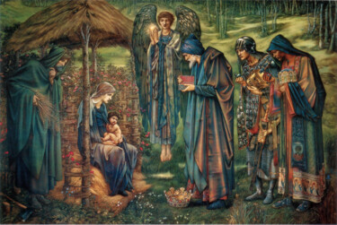 Peinture intitulée "L'étoile de Bethléem" par Edward Burne-Jones, Œuvre d'art originale, Aquarelle