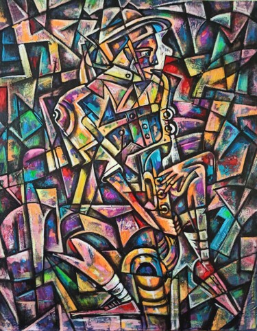 Painting titled "musician" by Edward Yov, Original Artwork, Acrylic