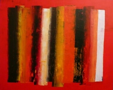 Schilderij getiteld "MIKADO ECARLATE( op…" door Edwige Leprin, Origineel Kunstwerk, Olie