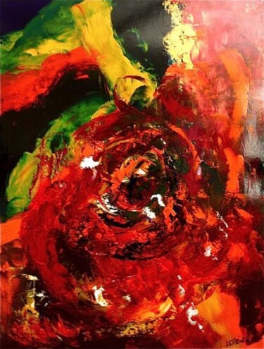 Painting titled "L'OEIL DU CYCLONE" by Edwige Leprin, Original Artwork, Oil