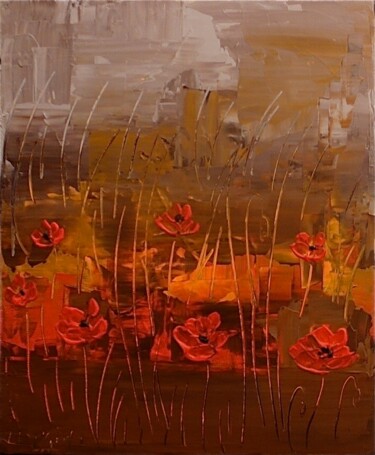 Malerei mit dem Titel "GENTIL COQUELICOT N…" von Edwige Leprin, Original-Kunstwerk, Öl