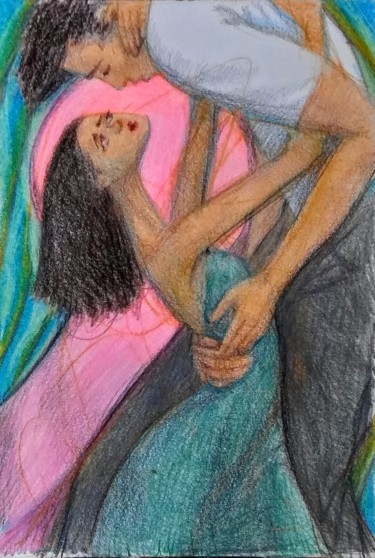 Dessin intitulée "Lovers 3" par Edwin Loftus, Œuvre d'art originale, Crayon Monté sur Autre panneau rigide