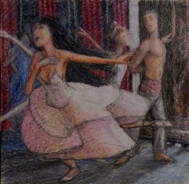 Rysunek zatytułowany „The Ballet 1” autorstwa Edwin Loftus, Oryginalna praca, Ołówek Zamontowany na Inny sztywny panel