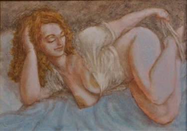 Malarstwo zatytułowany „Reclining Nude 1” autorstwa Edwin Loftus, Oryginalna praca, Olej