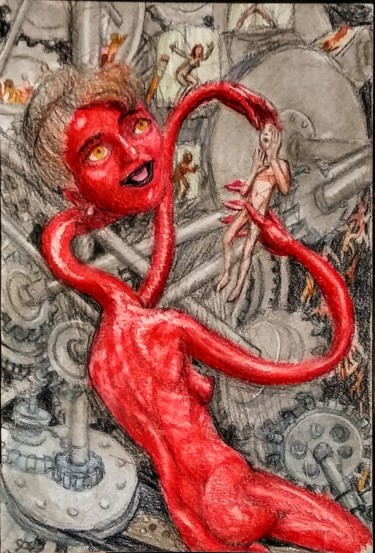 Disegno intitolato "Evil Teachers 1" da Edwin Loftus, Opera d'arte originale, Matita Montato su Altro pannello rigido