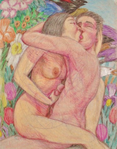 "Lovers 8" başlıklı Resim Edwin Loftus tarafından, Orijinal sanat, Kalem Diğer sert panel üzerine monte edilmiş