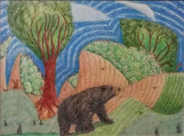 Rysunek zatytułowany „The Bear went over…” autorstwa Edwin Loftus, Oryginalna praca, Ołówek Zamontowany na Inny sztywny panel