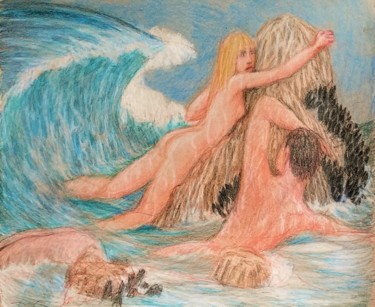 Disegno intitolato "Flotsam 2" da Edwin Loftus, Opera d'arte originale, Matita Montato su Altro pannello rigido