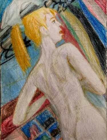 Rysunek zatytułowany „The Artist at Work,…” autorstwa Edwin Loftus, Oryginalna praca, Pastel Zamontowany na Inny sztywny pan…