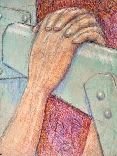 Drawing titled "Not Letting Go" by Edwin Loftus, Original Artwork, Pastel Mounted on Other rigid panel