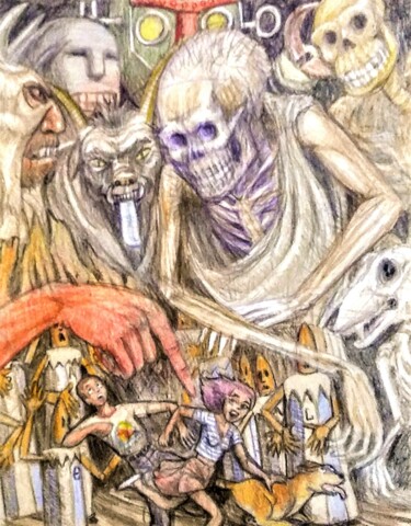 Tekening getiteld "Dead Things and Dem…" door Edwin Loftus, Origineel Kunstwerk, Pastel Gemonteerd op Andere stijve panelen