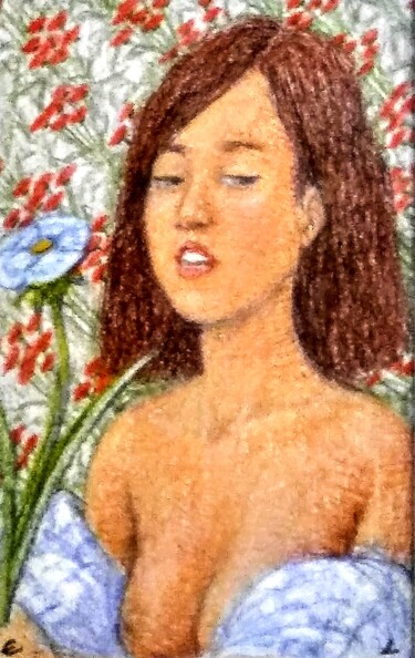 Tekening getiteld "Pretty Girl 5" door Edwin Loftus, Origineel Kunstwerk, Pastel Gemonteerd op Andere stijve panelen