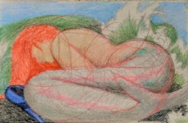 Dibujo titulada "The Broken Mermaid" por Edwin Loftus, Obra de arte original, Pastel Montado en Otro panel rígido