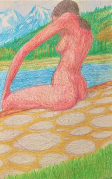 "Nude at a Lakeside…" başlıklı Resim Edwin Loftus tarafından, Orijinal sanat, Pastel Diğer sert panel üzerine monte edilmiş