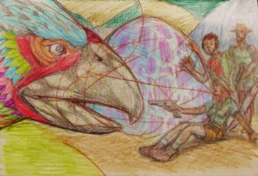 Tekening getiteld "Hunting the Legenda…" door Edwin Loftus, Origineel Kunstwerk, Pastel Gemonteerd op Andere stijve panelen