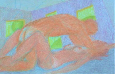 Рисунок под названием "Lovers 52" - Edwin Loftus, Подлинное произведение искусства, Пастель Установлен на Другая жесткая пан…
