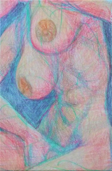 「Woman Masturbating」というタイトルの描画 Edwin Loftusによって, オリジナルのアートワーク, パステル その他の剛性パネルにマウント