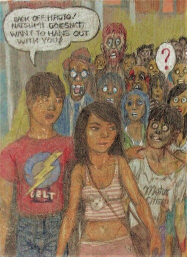 Dessin intitulée "Zombie Apocalypses" par Edwin Loftus, Œuvre d'art originale, Pastel Monté sur Autre panneau rigide