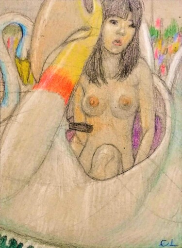 Tekening getiteld "Pretty Girl 10" door Edwin Loftus, Origineel Kunstwerk, Pastel Gemonteerd op Andere stijve panelen