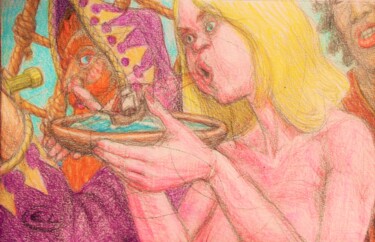 Rysunek zatytułowany „The Wind Witch” autorstwa Edwin Loftus, Oryginalna praca, Pastel Zamontowany na Inny sztywny panel