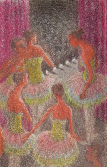 Drawing titled "Waiting in the Wings" by Edwin Loftus, Original Artwork, Pastel Mounted on Other rigid panel