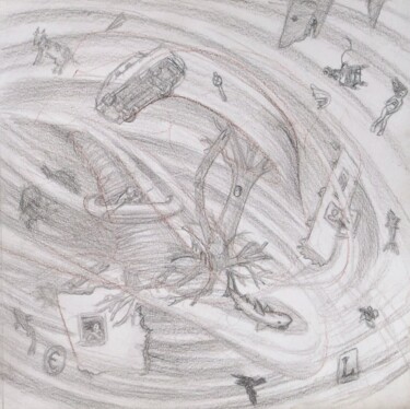 Rysunek zatytułowany „Tornado” autorstwa Edwin Loftus, Oryginalna praca, Ołówek Zamontowany na Inny sztywny panel