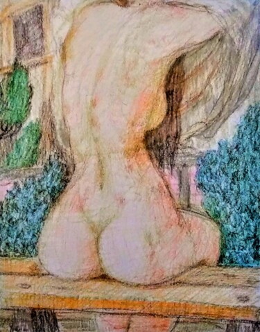 Tekening getiteld "Bathsheba 3" door Edwin Loftus, Origineel Kunstwerk, Pastel Gemonteerd op Andere stijve panelen