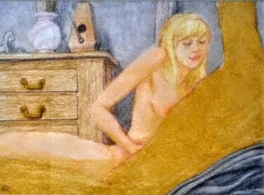 Tekening getiteld "Lovers 111" door Edwin Loftus, Origineel Kunstwerk, Pastel Gemonteerd op Andere stijve panelen