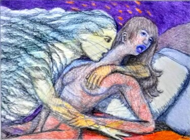 Tekening getiteld "Consumed by His Fire" door Edwin Loftus, Origineel Kunstwerk, Pastel Gemonteerd op Andere stijve panelen