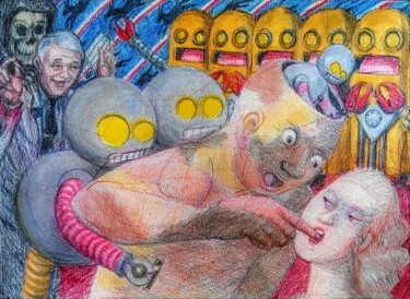 Σχέδιο με τίτλο "Insanity in the Wuh…" από Edwin Loftus, Αυθεντικά έργα τέχνης, Παστέλ