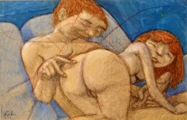 "Lovers 138" başlıklı Resim Edwin Loftus tarafından, Orijinal sanat, Pastel Diğer sert panel üzerine monte edilmiş