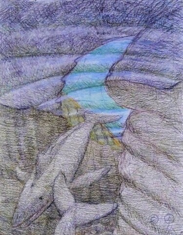 Zeichnungen mit dem Titel "The Lost Whales" von Edwin Loftus, Original-Kunstwerk, Pastell