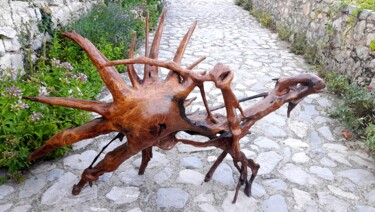 Skulptur mit dem Titel "Pareidolie" von Edy Boucher, Original-Kunstwerk, Holz