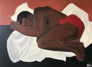 Painting titled "Resting Man (inspir…" by Philodo, Original Artwork, Acrylic Mounted on Wood Stretcher frame