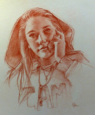 Dessin intitulée "Léna" par Efka, Œuvre d'art originale, Crayon