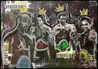 Painting titled "The 4 kings of Boxi…" by Efka9, Original Artwork, Acrylic Mounted on Wood Stretcher frame