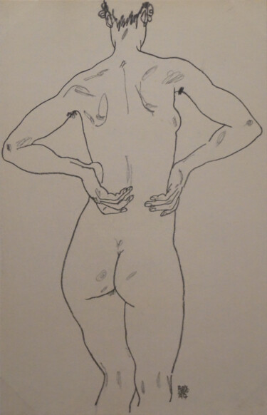 Εκτυπώσεις & Χαρακτικά με τίτλο "Weiblicher Ruckenak…" από Egon Schiele, Αυθεντικά έργα τέχνης, Λιθογραφία