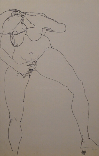 Impressões e gravuras intitulada "Stehende Masturbier…" por Egon Schiele, Obras de arte originais, Litografia