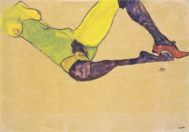 Pintura titulada "Nu couché" por Egon Schiele, Obra de arte original, Grafito