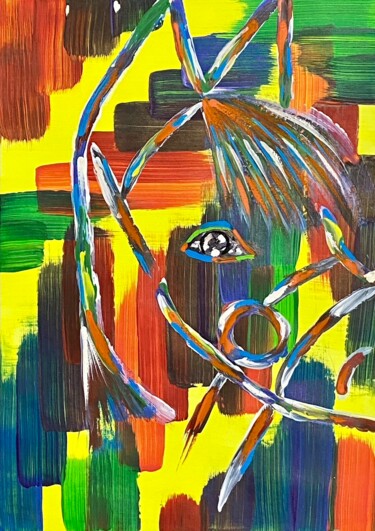 Schilderij getiteld "colorful horse" door Eihan, Origineel Kunstwerk, Acryl