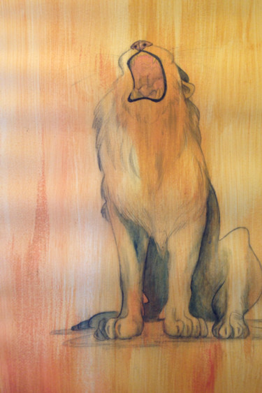 Schilderij getiteld "Tightrope-Lion prog…" door Oberlin The Artist, Origineel Kunstwerk, Acryl