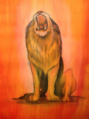 Schilderij getiteld "Tightrope-Lion prog…" door Oberlin The Artist, Origineel Kunstwerk, Acryl