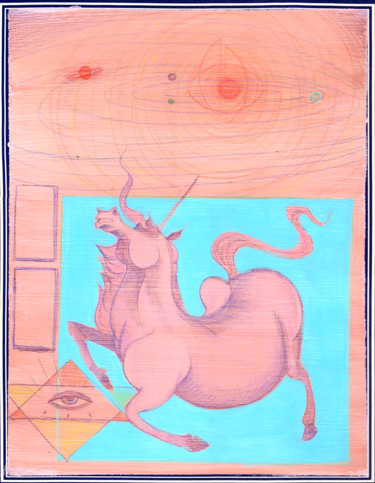 Ζωγραφική με τίτλο "Aquarius Confusion" από Oberlin The Artist, Αυθεντικά έργα τέχνης, Ακρυλικό