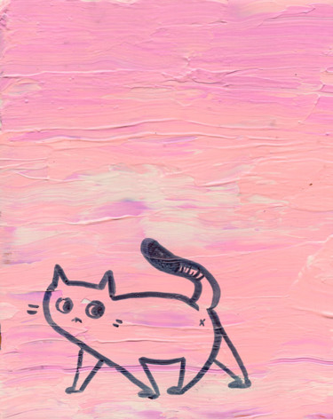 Pintura intitulada "Abstract Pussycat P…" por Oberlin The Artist, Obras de arte originais, Acrílico