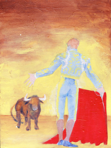 Ζωγραφική με τίτλο "The Bull 7" από Oberlin The Artist, Αυθεντικά έργα τέχνης, Ακρυλικό